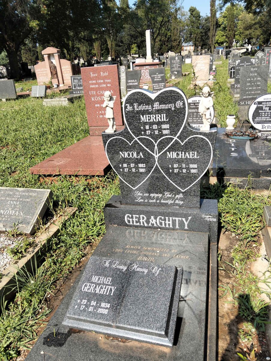 GERAGHTY Michael 1934-2000 :: GERAGHTY Merril 1960-1991 :: GERAGHTY Nicola 1983-1991 :: GERAGHTY Michael 1986-1991 
