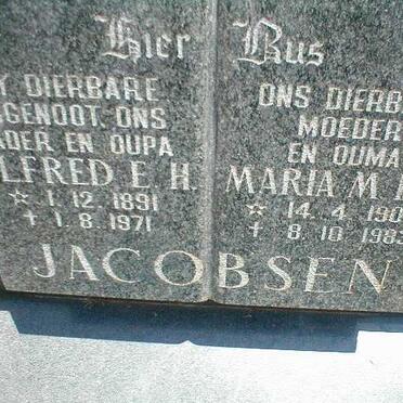 JACOBSEN Alfred E.H. 1891-1971 &amp; Maria M.E.P. 1908-1983