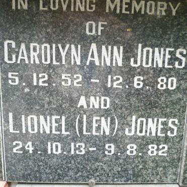JONES Lionel 1913-1982 :: JONES Carolyn Ann 1952-1980
