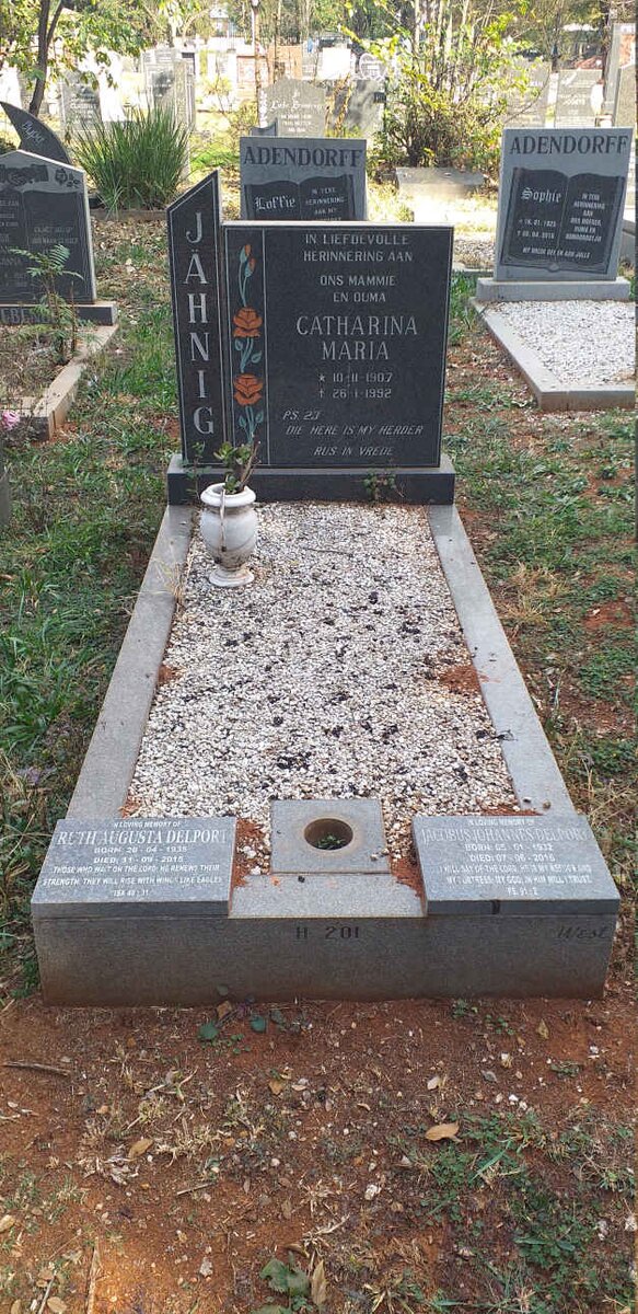 JAHNIG Catharina Maria 1907-1992 :: DELPORT Jacobus Johannes 1932-2016 & Ruth Augusta 1935-2015 _1
