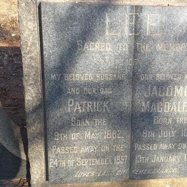 LEE Patrick 1882-1957 & Jacomina Magdalena 1883-1969