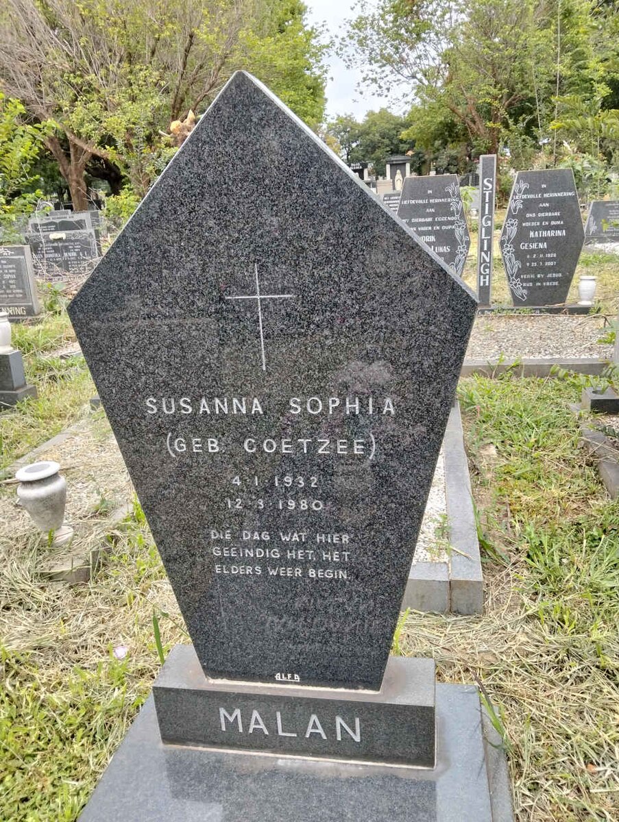 MALAN Jan Daniel 1929-2023 & Susanna Sophia COETZEE 1932-1980 _1