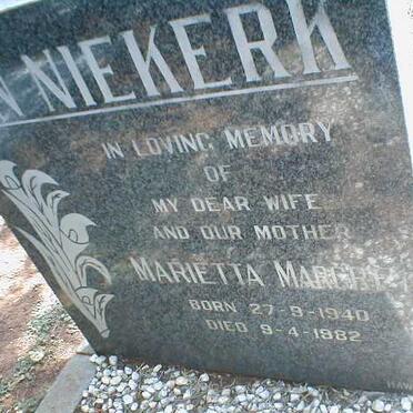 NIEKERK Marietta Margret, van 1940-1982