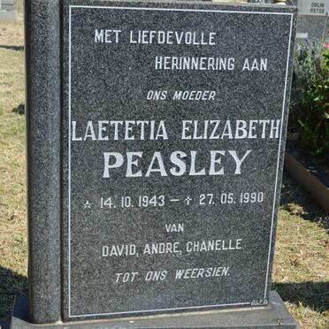 PEASLEY Laetetia Elizabeth 1943-1990