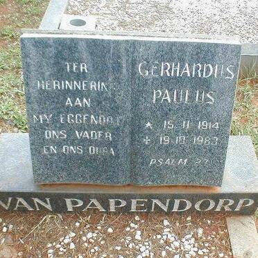 PAPENDORP Gerhardus Paulus, van 1914-1983