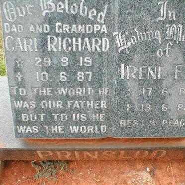 PRINSLOO Carl Richard 1919-1987 &amp; Irene Eva 1909-1984