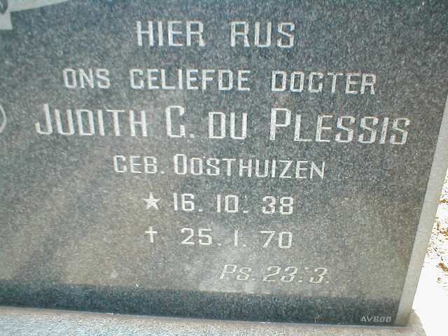 PLESSIS Judith G., du nee OOSTHUIZEN 1938-1970