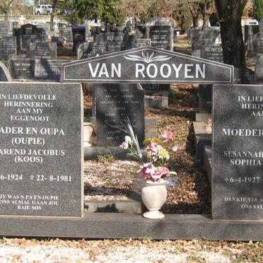 ROOYEN Barend Jacobus, van 1924-1981 &amp; Susannah Elizabeth Sophia 1927-2000