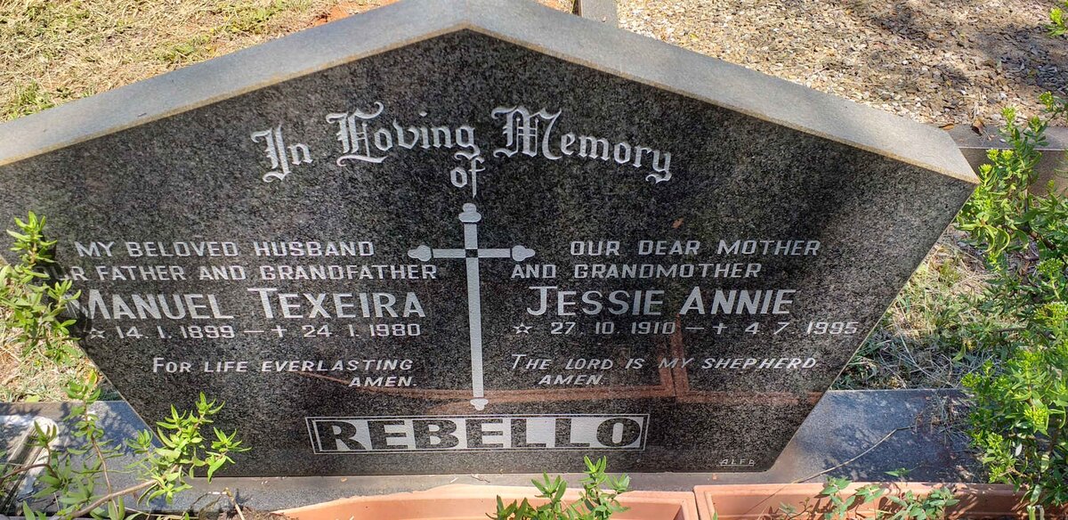 REBELLO Manuel Texeira 1899-1980 & Jessie Annie 1910-1995