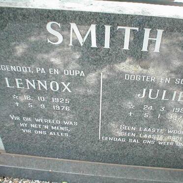 SMITH Lennox 1925-1976 :: SMITH Julie 1957-1977