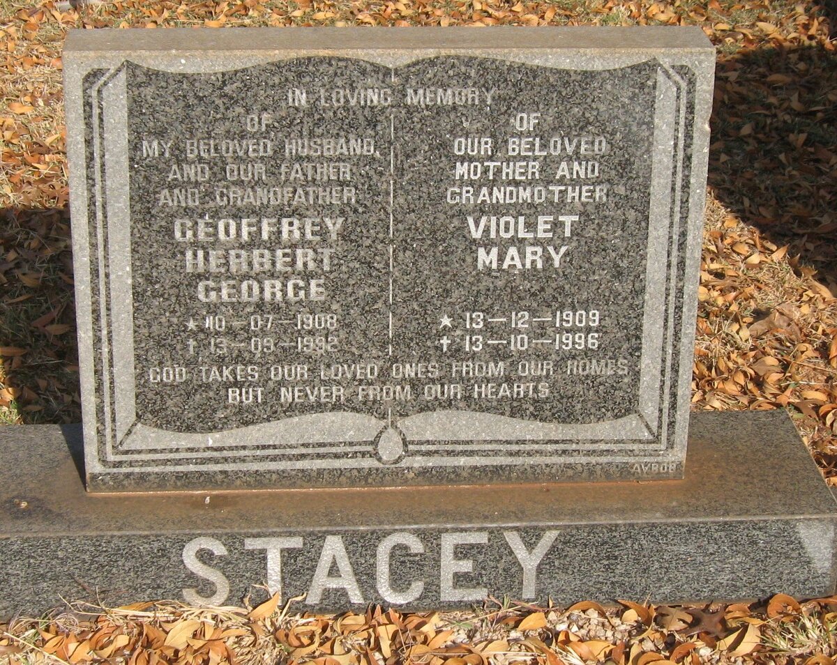 STACEY Geoffrey Herbert George 1908-1992 &amp; Violet Mary 1909-1996