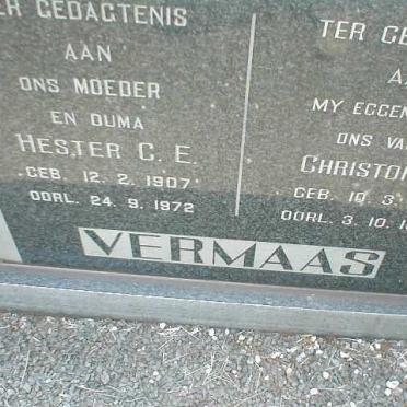 VERMAAS Christoffel 1901-1969 &amp; Hester C.E.1907-1972
