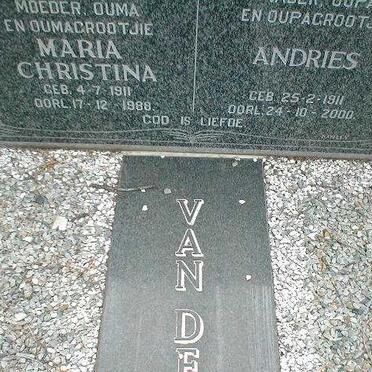 WESTHUIZEN Andries, van der 1911-2000 & Maria Christina 1911-1988