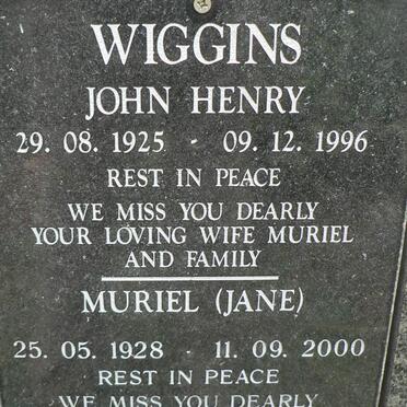 WIGGINS John Henry 1925-1996 &amp; Muriel 1928-2000