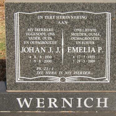WERNICH Johan J.J. 1930-2000 &amp; Emelia P. 1935-2009