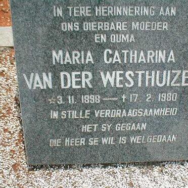 WESTHUIZEN Maria Catharina, van der 1898-1980