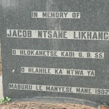 LIKHANG Jacob Ntsane 1902-1955