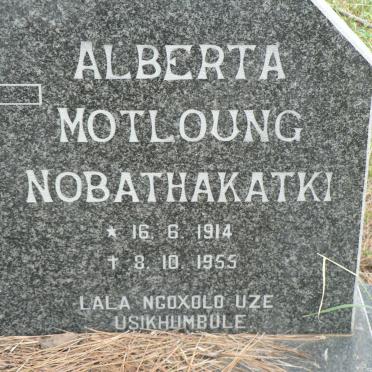 NOBATHAKATKI Alberta Motloung 1914-1955