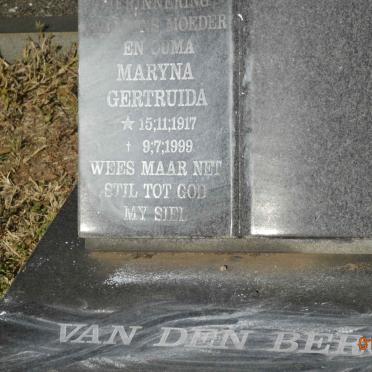 BERG Maryna Gertruida, van den 1917-1999
