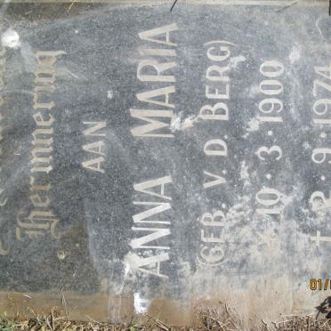 BURGER Anna Maria nee v.d. BERG 1900-1974