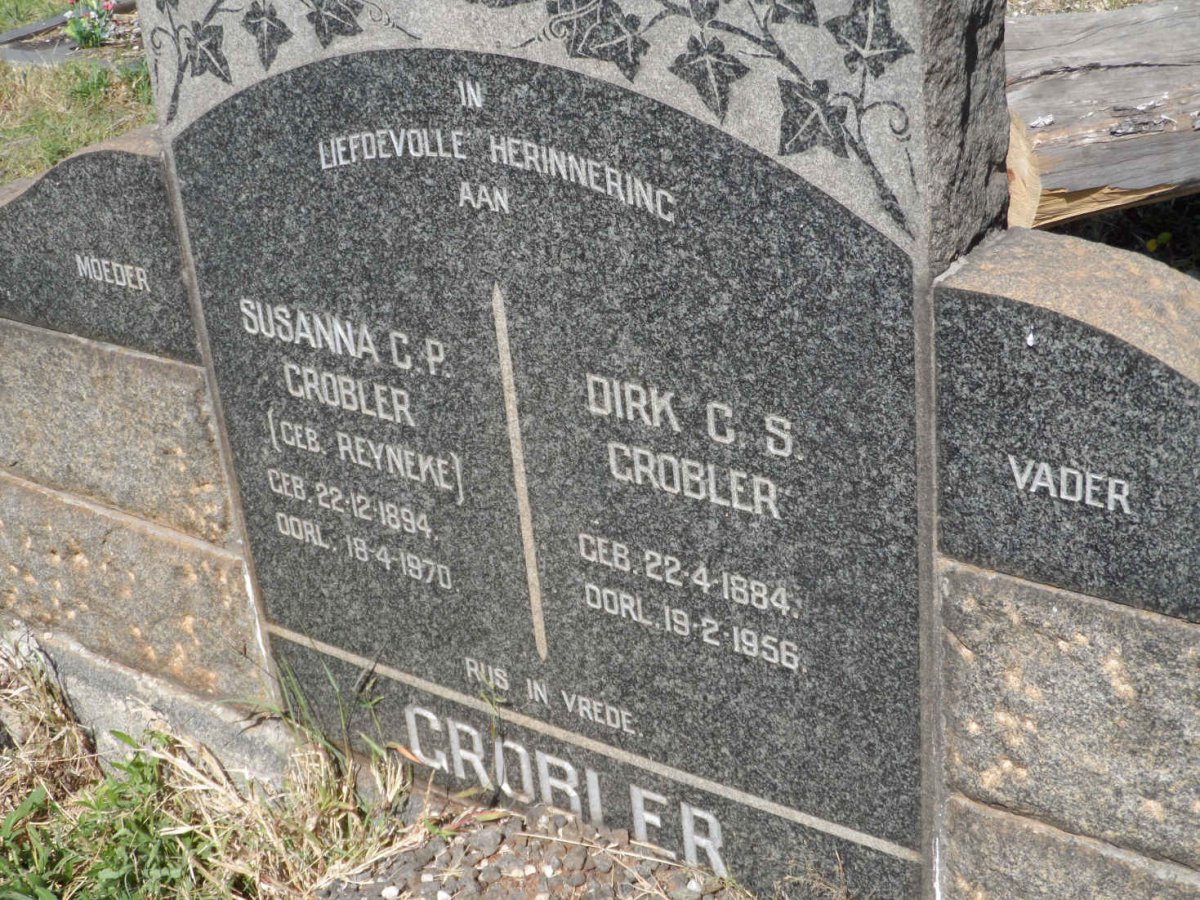 GROBLER Dirk C.S. 1884-1956 &amp; Susanna C.P. REYNEKE 1894-1970