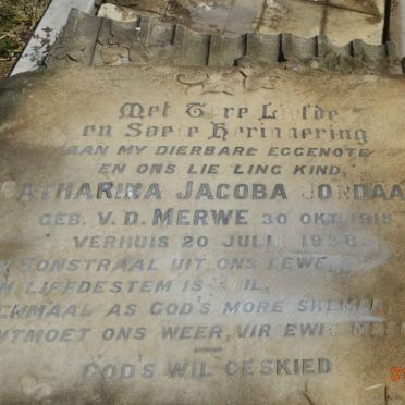 JORDAAN Catharina Jacoba nee V.D. MERWE 1915-1938