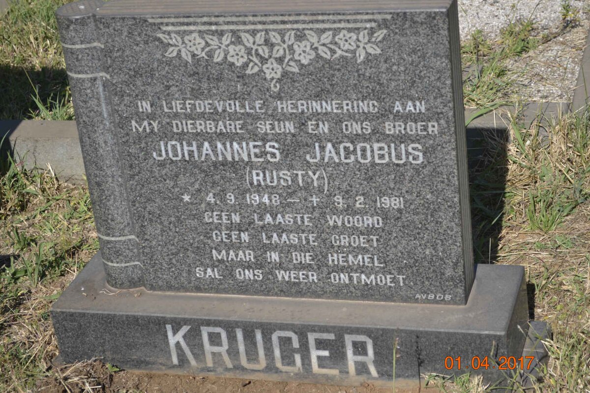 KRUGER Johannes Jacobus 1948-1981