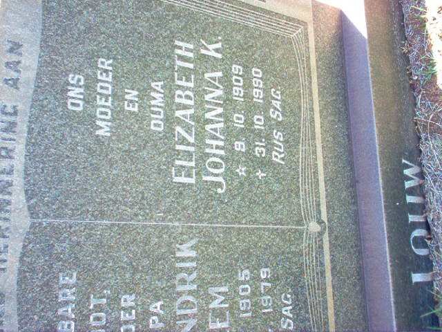 LOUW Elizabeth Johanna K. 1909-1990