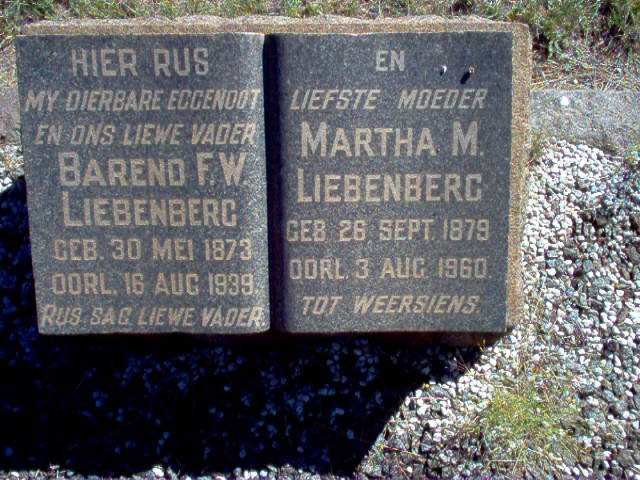 LIEBENBERG Barend F.W. 1873-1939 &amp; Martha M 1879-1960