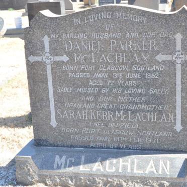 McLACHLAN Daniel Parker -1952 &amp; Sarah Kerr DALZIEL -1971