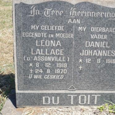 TOIT Daniel Johannes, du 1918- &amp; Leona Lallage D'ASSONVILLE 1919-1970