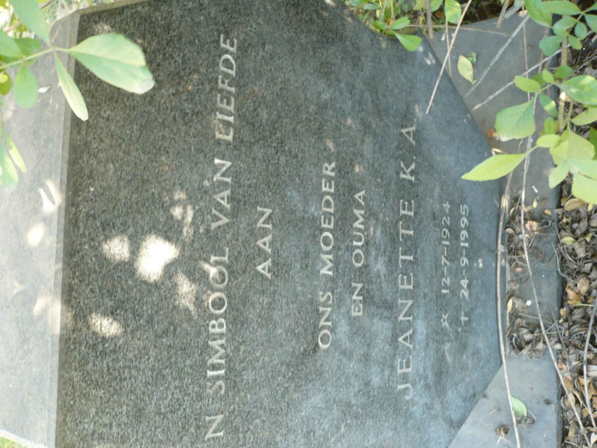 ? Jeanette K.A. 1924-1995