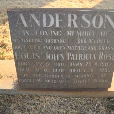 ANDERSON Louis John 1910-1978 &amp; Patricia Rose 1907-1993