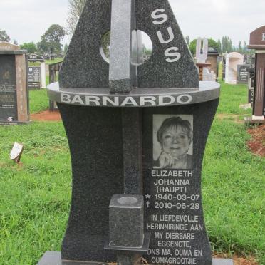 BARNARDO Elizabeth Johanna HAUPT 1940-2010