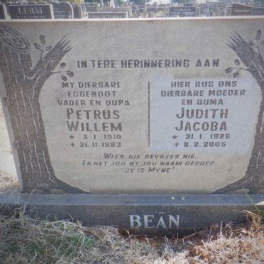 BEAN Petrus Willem 1910-1983 &amp; Judith Jacoba 1926-2005