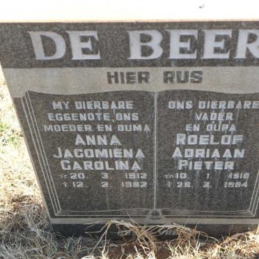BEER Roelof Adriaan Pieter, de 1910-1984 &amp; Anna Jacomiena Carolina 1912-1982