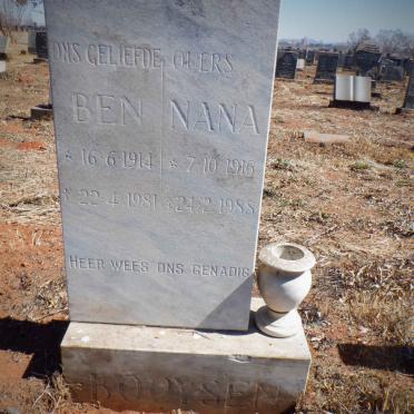 BOOYSEN Ben 1914-1981 &amp; Nana 1916-1988