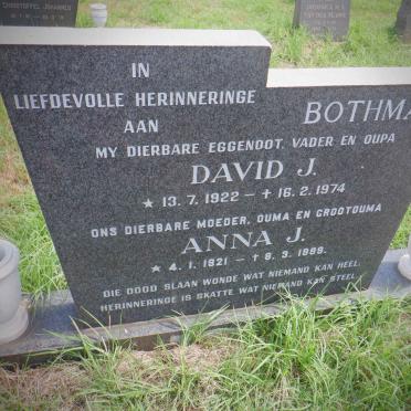 BOTHMA David J. 1922-1974 &amp; Anna J. 1921-1999