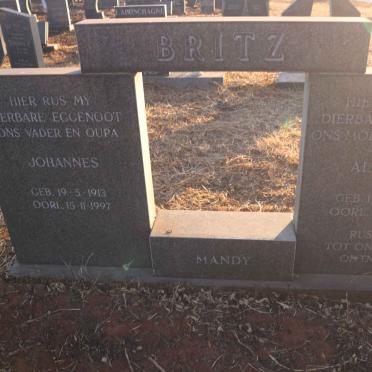 BRITZ Johannes 1913-1997 &amp; Alida L.P. 1928-1989