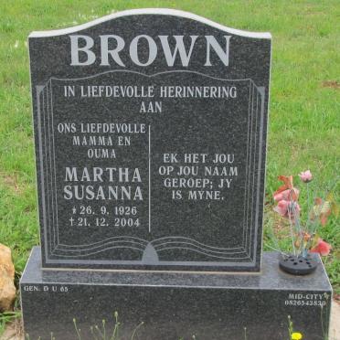 BROWN Martha Susanna 1926-2004