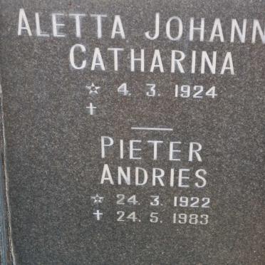 COOKS Pieter Andries 1922-1983 &amp; Aletta Johanna Catharina 1924-