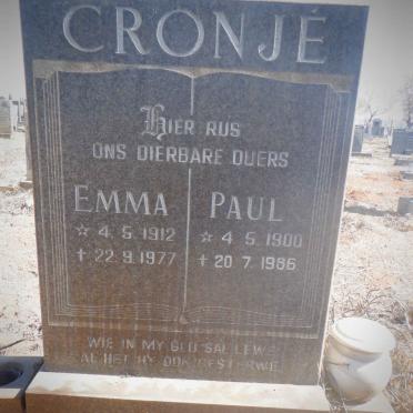 CRONJÉ Paul 1900-1986 &amp; Emma 1912-1977