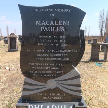 DHLADHLA Macaleni Paulus 1930-2012