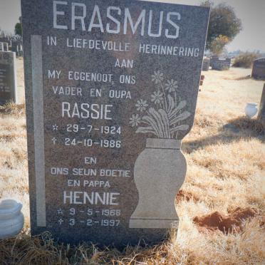 ERASMUS Rassie 1924-1986 :: ERASMUS Hennie 1968-1997