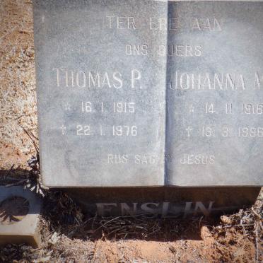 ENSLIN Thomas P. 1915-1976 &amp; Johanna M.M. 1916-1996