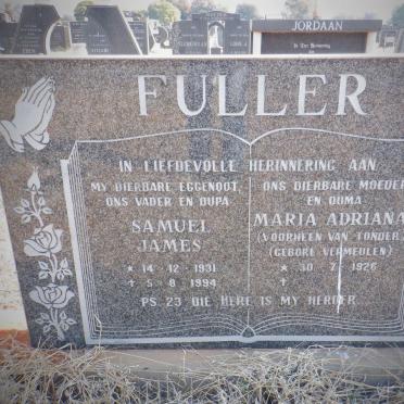FULLER Samuel James 1931-1994 &amp; Maria Adriana voorheen VAN TONDER nee VERMEULEN 1926-