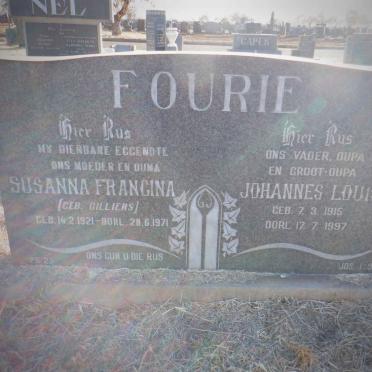 FOURIE Johannes Louis 1915-1997 &amp; Susanna Francina CILLIERS 1921-1971