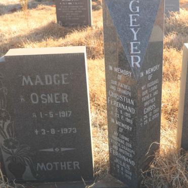 GEYER Christian Ferdinand 1915-1989 :: GEYER Ferdinand Julius 1938-1996 :: GEYER Madge nee OSNER 1917-1973