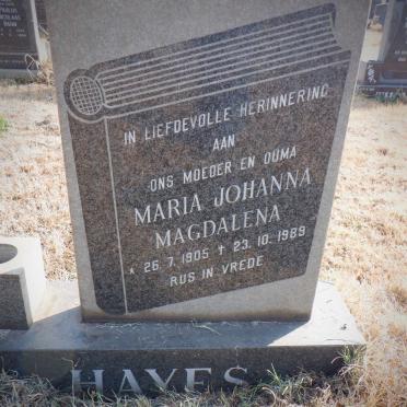 HAYES Maria Johanna Magdalena 1905-1989