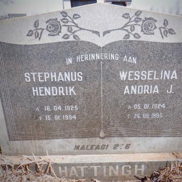 HATTINGH Stephanus Hendrik 1925-1994 &amp; Wesselina Andria J. 1924-1995